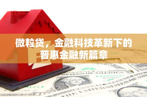 唐县微粒贷，金融科技革新下的普惠金融新篇章