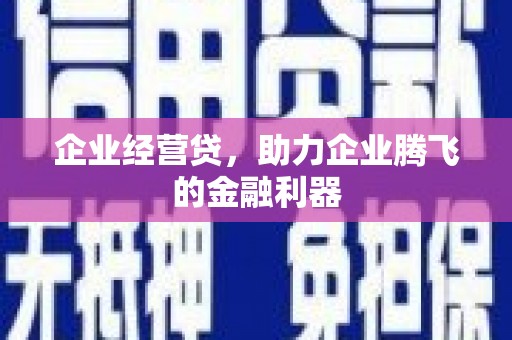 唐县企业经营贷，助力企业腾飞的金融利器