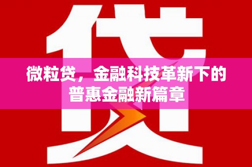 唐县微粒贷，金融科技革新下的普惠金融新篇章