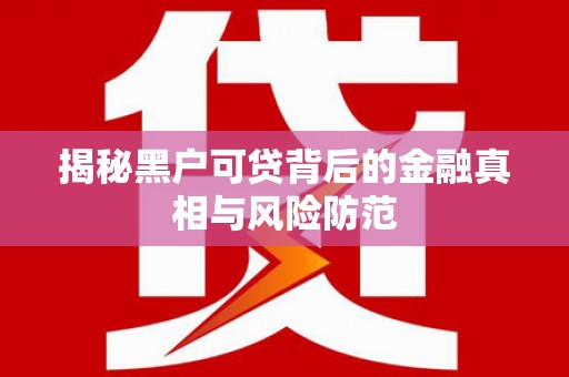 唐县揭秘黑户可贷背后的金融真相与风险防范