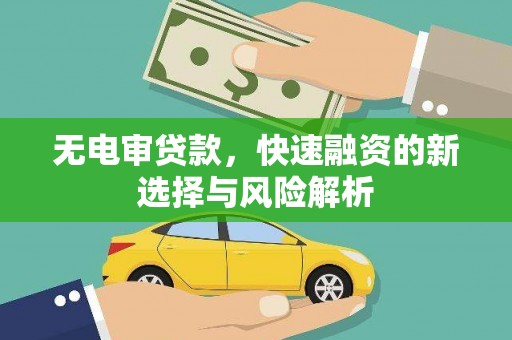 唐县无电审贷款，快速融资的新选择与风险解析