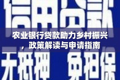 唐县农业银行贷款助力乡村振兴，政策解读与申请指南