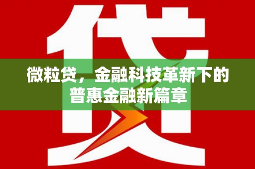 唐县微粒贷，金融科技革新下的普惠金融新篇章