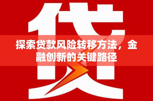唐县探索贷款风险转移方法，金融创新的关键路径
