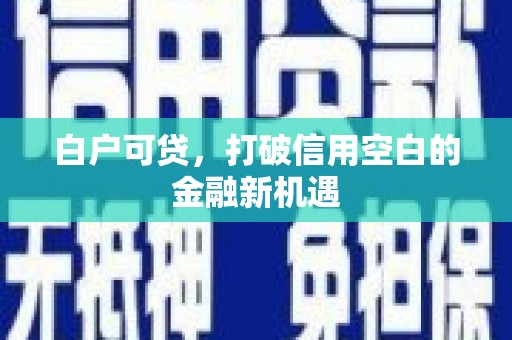 唐县白户可贷，打破信用空白的金融新机遇