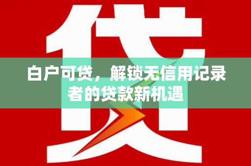 唐县白户可贷，解锁无信用记录者的贷款新机遇