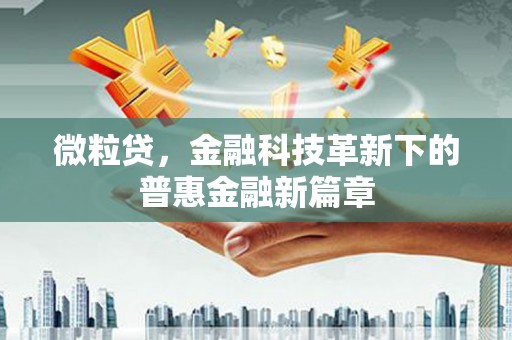 唐县微粒贷，金融科技革新下的普惠金融新篇章