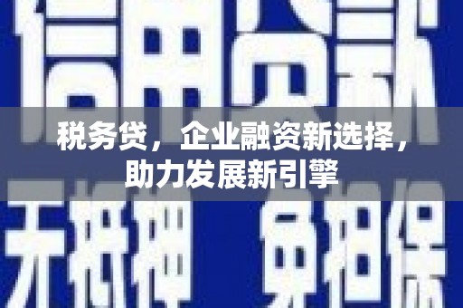 唐县税务贷，企业融资新选择，助力发展新引擎