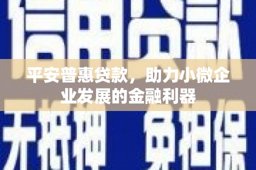 唐县平安普惠贷款，助力小微企业发展的金融利器